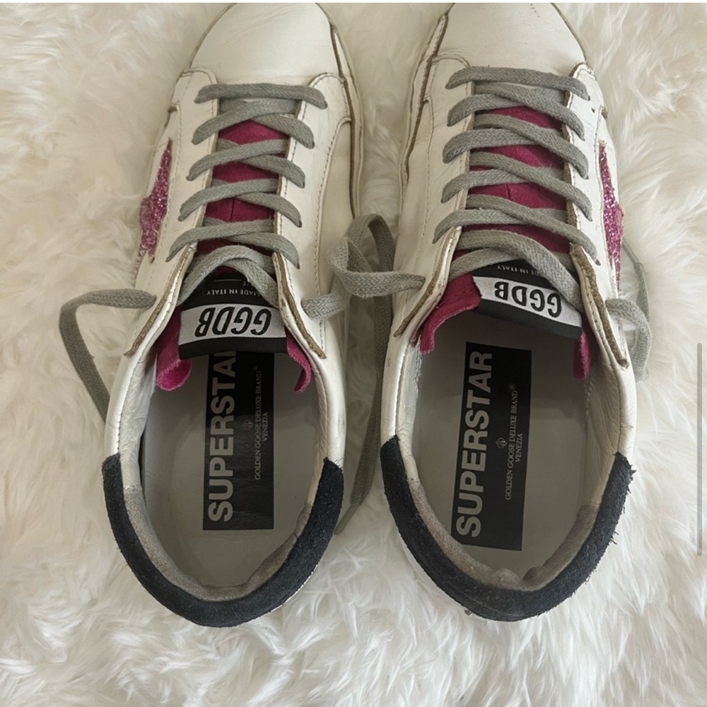 Golden Goose White and Pink Athletic Shoes size 8 - Picture 6 of 7